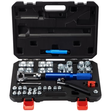 VEVOR Trousse d'Outils d'Évasement Hydraulique, Outil d'Évasement Double 45°, Outils d'Évasement de Frein pour Réparation de Frein pour 3/16 Pouces-1/2 Pouces, Outil d'Évasement de Frein avec Coupe-Tube et Ébavureur, 32 Pcs Outils d'Évasement de Tube pour Conduites en Cuivre