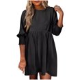 thumbnail image 2 of Sentmoon Robe Athlétique pour Femmes Manches 3/4 Col Ras du Cou Robes d'Automne pour Femmes Couleur Unie Ample Respirante Grande Taille Robes Décontractées Douces et Confortables pour la Randonnée d'Automne TG, 2 of 6