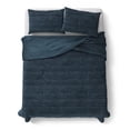 thumbnail image 1 of Mainstays Kids Plush Ribbed Corduroy Comforter Set, Dark Blue, Full/Queen, 3 Pieces, 1 of 4