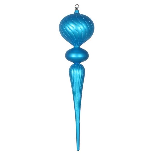 Vickerman MT195412 25 in. Turquoise Matte Glitter Finial Ornament