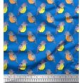 thumbnail image 1 of Soimoi Blue Poly Georgette Fabric American Robin Bird Print Fabric by Yard 52 Inch Wide, 1 of 5