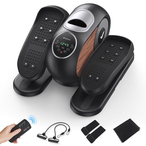 MERACH Appareil Elliptique sous le Bureau, 12 Vitesses Réglables, Exerciseur Silencieux pour Jambes en Forme d'Ellipse, Moniteur LCD, Équipement de Mise en Forme Portable, Cadeau pour la Famille avec Bandes de Résistance
