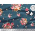 thumbnail image 2 of Soimoi Tissu en Velours Imprimé Feuilles & Roses au Mètre 58 Pouces de Large, 2 of 3