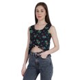 thumbnail image 3 of Moomaya Crop Top à Franges Imprimé pour Femmes, Blouse d'Été Sans Manches à Boutons, 3 of 7
