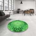 thumbnail image 4 of Ahgly Company Machine Washable Indoor Square Transitional Neon Green Area Rugs, 5' Square, 4 of 7