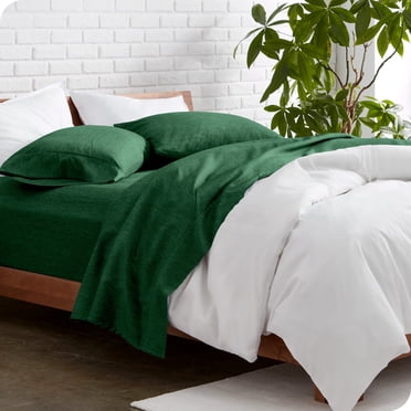 Bare Home Premium 1800 Collection Ensemble de Draps 3 Pcs, Très Grand Simple, Vert Forêt Chiné