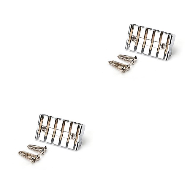 pitrice Headless Acoustic Guitar Bridge Professional Beginners Electric Bass String Tailpiece Spare Parts Fitting Replacement Silver 2Set