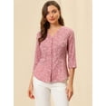thumbnail image 2 of INSPIRE CHIC Blouse Haut Décontracté pour Femme à Pois, Manches 3/4, Boutonné devant, 2 of 6
