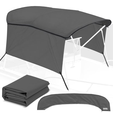 KNOX Toile de Remplacement Universelle à 4 Nœuds pour Toit de Bimini et Parois Latérales, Auvent de Bateau Pare-Soleil de Qualité Marine 600D avec Blocs Latéraux Détachables, Botte de Rangement, Sans Cadre, 61-66 Pouces L, Gris Charbon