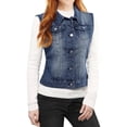 thumbnail image 4 of INSPIRE CHIC Gilet en Denim à Simple Boutonnage pour Femmes, Délavé, avec Poches à Rabat sur la Poitrine, 4 of 6