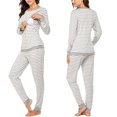 thumbnail image 3 of Grande Liquidation! Ensemble de Pyjama de Maternité et d'Allaitement pour Femmes, Pyjama d'Allaitement à Rayures, Ensemble Haut à Manches Longues et Bas, 3 of 7