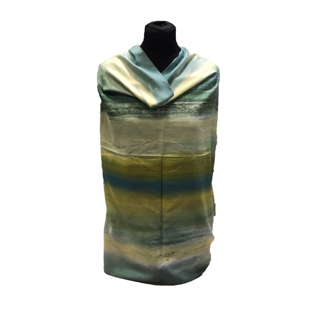 Pashmina-Style Printed Cotton Womens Shawl Olive Green