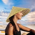 thumbnail image 3 of Traditional Asian Steeple Sun Hat Handwoven from Natural Rice Straw for Outdoor Camping Hiking and Dance Performance, 3 of 3