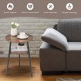 thumbnail image 4 of Costway 2PCS 2-Tier Bedside End Table Round Nightstand for Bedroom Living Room Walnut, 4 of 8