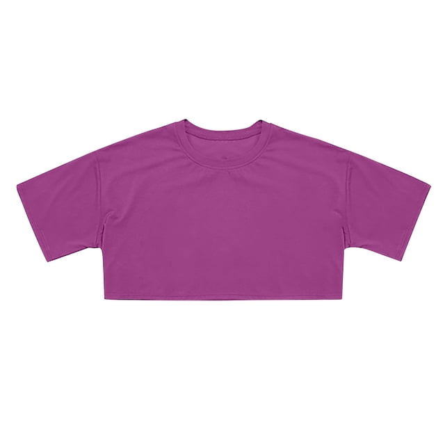 Crop Tops For Girls Short Sleeve Shirt Girls Summer Tops Neck Slim Fit Tops Basic Tee