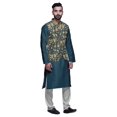 thumbnail image 2 of Atasi Ensemble de Pyjama Kurta Churidar Ethnique avec Veste Nehru Imprimée pour Hommes, 2 of 3