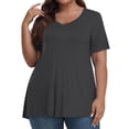 thumbnail image 2 of Timegard Womens Summer Tops Plus Size V-Neck Short Sleeve Comfy Long Tops Basic Tee Casual Loose Blouse, 2 of 7