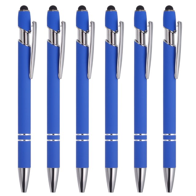 Unique Bargains Stylus Ballpoint Pen with Stylus Tip, Medium Point, 1.0mm, Black Ink, 6 Pack