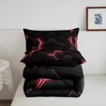 thumbnail image 4 of Ensemble de Literie à Imprimé Nid d'Abeilles Rose et Rouge pour Lit Simple pour Garçons Filles, Ensembles de Couette Géométriques Ruche, Ensembles de Literie à Motif Hexagonal Noir, Insert de Couette Géométrie, Courtepointe à Carreaux Abstraite Moderne, 4 of 5