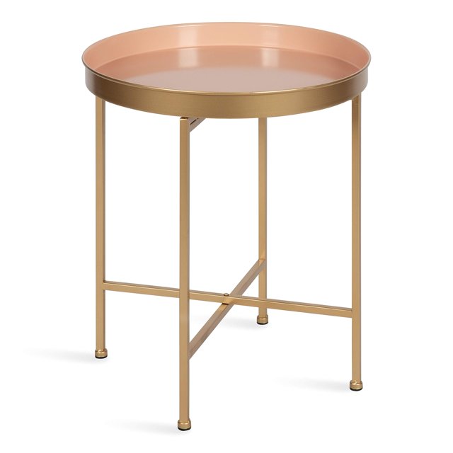Kate and Laurel Celia Table d'Appoint Ronde Charmant, 18.25 x 18.25 x 22, Rose et Or, Table d'Accent Moderne Minimaliste pour Rangement et Présentation