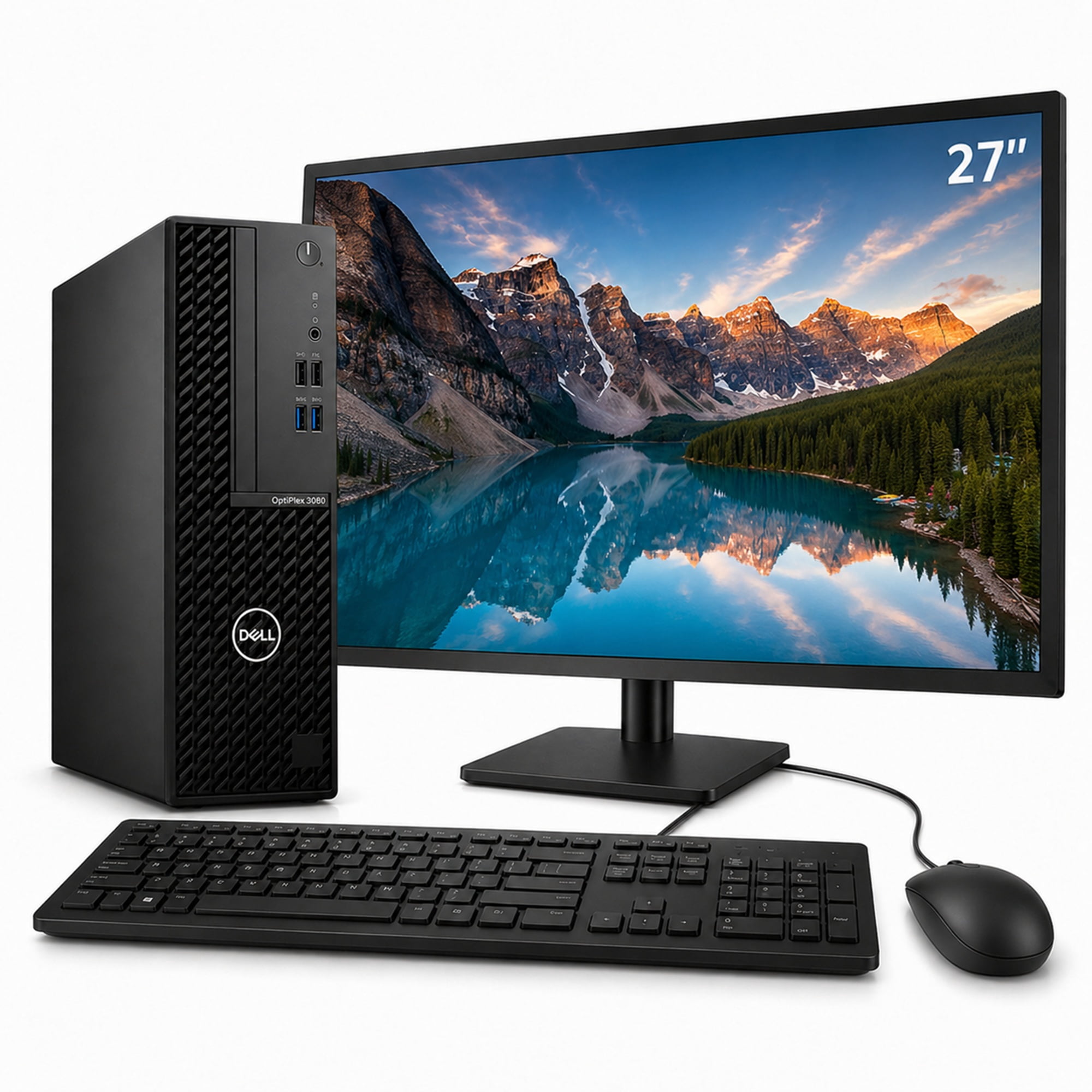 Dell OptiPlex 3080 SFF Desktop Computer – Core i5 10th Gen, 16GB RAM, 256GB SSD, 27-Inch FHD Display, Windows 11 Pro (Refurbished)