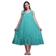 thumbnail image 1 of Bimba Chemises de Nuit en Coton Vert Turquoise à Imprimé Floral Boule de Coton pour Femmes Robe Sans Manches Tenue de Nuit Robe Maxi Petit, 1 of 1