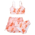 thumbnail image 1 of Nwiuh Girls' Piece Set Floral Print Bikini Swimsuit with Drawstring Beach Skirt Cute Ruched Bathing Suit (Orange, 10Y), 1 of 9