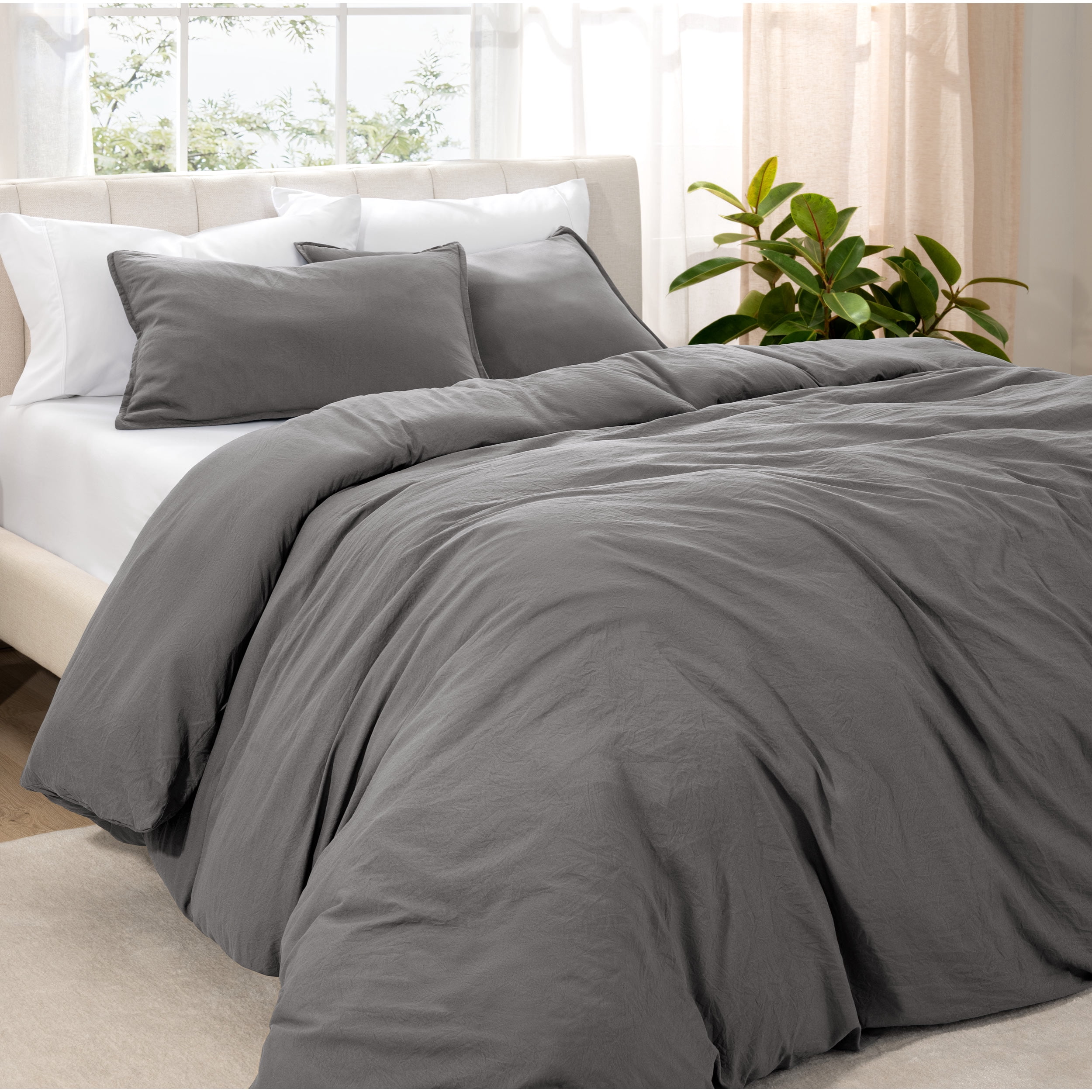 Bare Home Sandwashed Duvet Cover Set - Ultra-Soft - Premium 1800 Collection - 3 Piece - King, Gray