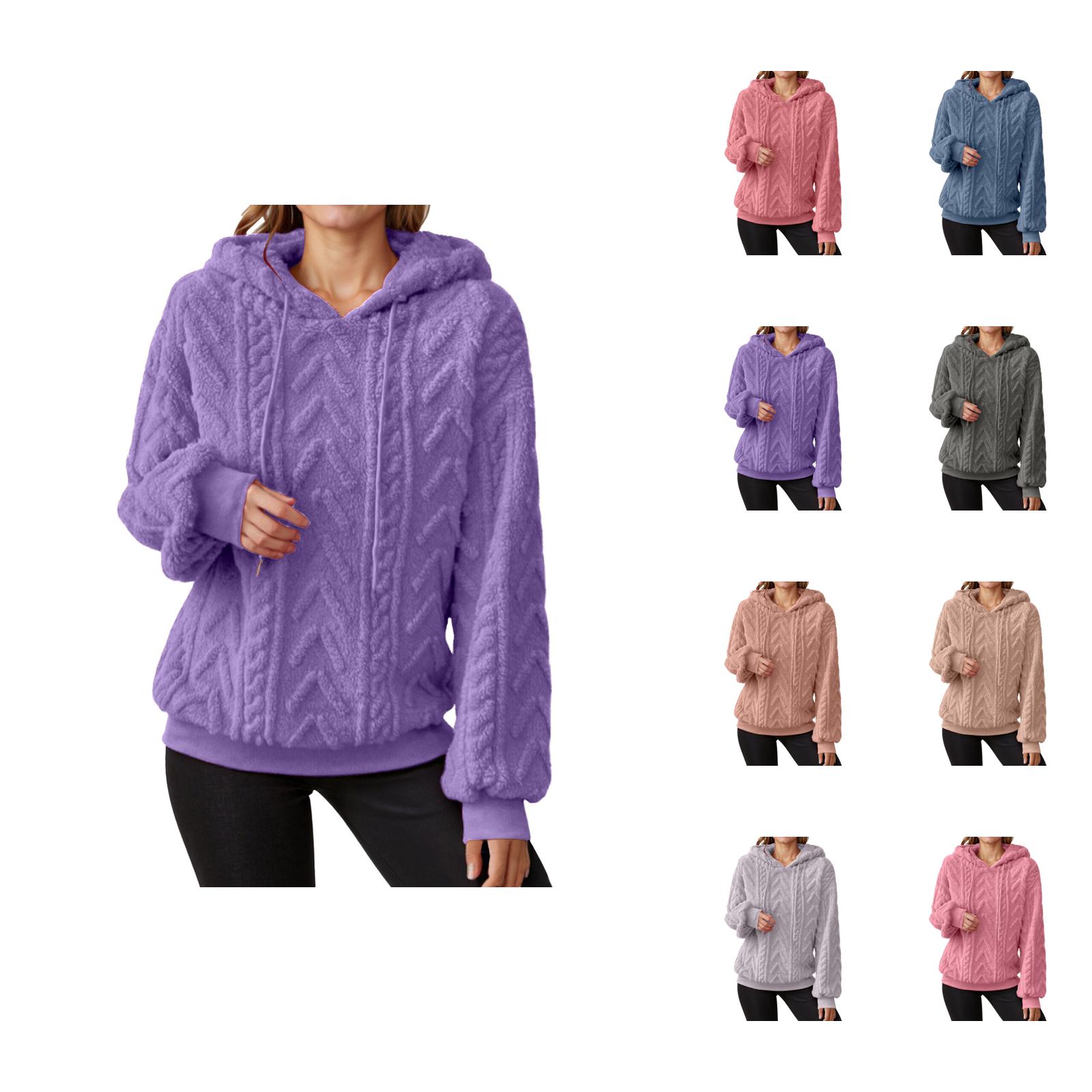 Sweater Hoodies for Women 2025 Long Sleeve Drop Shoulder Lined Sweater Hoodie Hooded Sweatshirt Women Pullover
