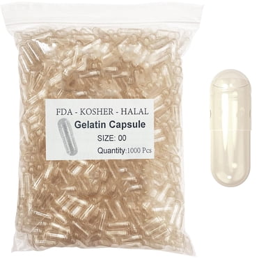 1000pcs Standard Size 00# 0# 1# Empty Capsules Gelatin Clear Capsules Hollow Hard Gelatin Transparent Seperated Joined Capsules
