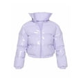thumbnail image 4 of Gupgi Women Long Sleeve Stand Collar Metallic Quilted Puffer Jackets, 4 of 5