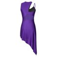 thumbnail image 3 of Aislor Robe de Danse Latine Salsa de Salle pour Femmes, Robe à Ourlet Asymétrique en Patchwork de Maille Transparente, Tenue de Danse, Violet, TTG, 3 of 7