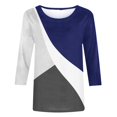 thumbnail image 4 of TIMIFIS T-Shirts Décontractés pour Femmes Manches 3/4 à Blocs de Couleur Hauts Mignons Blouses Confortables Automne, 4 of 4
