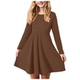 thumbnail image 1 of Zanarzt Robe à Manches Longues pour Filles, Robes T-Shirt à Manches Longues pour Filles, Robes Patineuse Trapèze d'Automne pour Enfants, Brun, 17-18 Ans, 1 of 6
