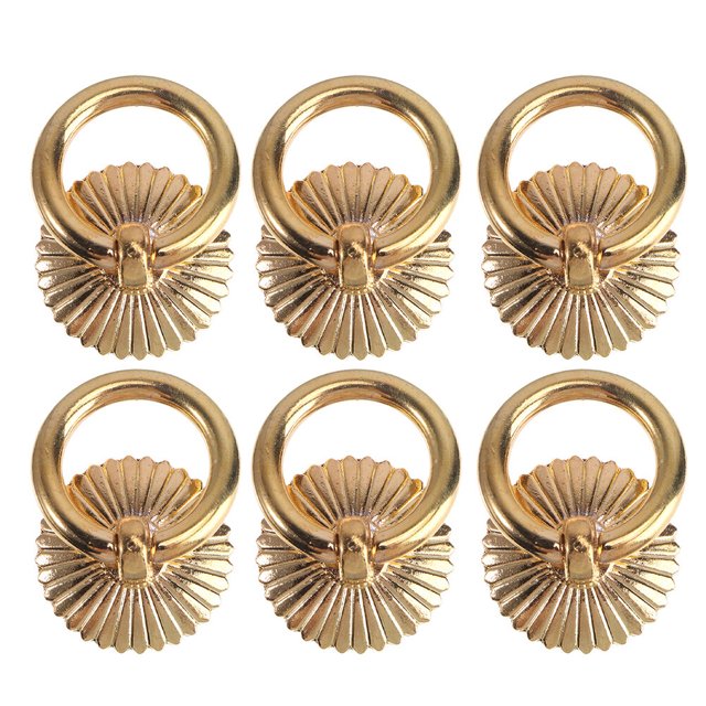 6pcs Golden Cabinet Ring Pulls Furniture Drawer Pulls Minimalist Cabinet Ring