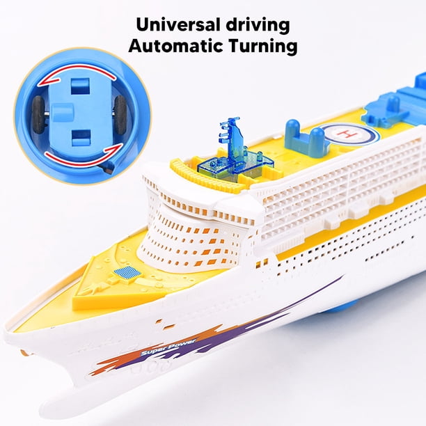 Bateau De Croisière Musical Avec LED Clignotantes – Roues Universelles, Son De Sifflet Réaliste, Jouet Électrique 49 Cm Pour Enfants 3-12 Ans