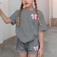 thumbnail image 3 of Robe d'Été avec Manches Manches Courtes Haut et Shorts Ensemble Deux Pièces pour Enfants Mignon Loisirs d'Été Col Rond, 3 of 6