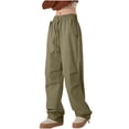 thumbnail image 1 of Ohufall Baggy Parachute Pants for Women& Girls Drawstring Elastic High Waist Ruched Cargo Pants Multiple Pockets Jogger Y2K, 1 of 6