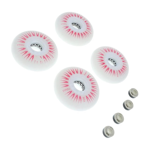 Wweixi 4 Pieces 76mm LED Lights Flashing Inline Skate single color LED lights Roller Skating Wheels Red