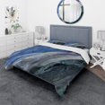 thumbnail image 1 of Designart 'Black And Blue Abstract Water Painting' Geometric Bedding Set - Duvet Cover & Shams, 1 of 4