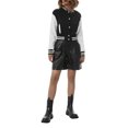 thumbnail image 1 of Women Varsity Baseball Jacket Casual Sweatshirt Long Sleeve Colorblock Button Down Cropped Bomber Coat, 1 of 9