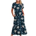 thumbnail image 1 of Amzcrzy Midi Robes pour Femmes Robes pour Femmes Robes pour Femmes Robe à la Mode pour Femmes à Manches Courtes Col Rond Ample à Fleurs Imprimées Couleur Longue Robe Robes Décontractées pour Femmes Robe Florale pour Femmes, 1 of 5