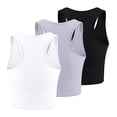 thumbnail image 3 of HBFAGFB Lightweight Tank Tops Womens 3 Piece Seamless Workout Shirts Simple Undershirt Navy Size M, 3 of 3