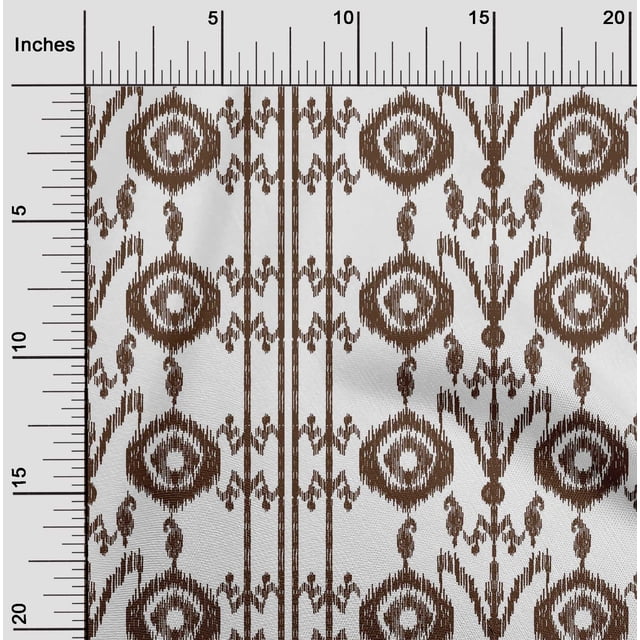 oneOone Cotton Poplin Fabric Paisley|Stripe & Circle Ikat Print Fabric BTY 56 Inch Wide