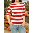 thumbnail image 3 of INSPIRE CHIC T-shirt à Manches au Coude d'Halloween pour Femme Haut Décontracté Basique Col Bateau Coupe Ajustée Tee Petit Rouge, 3 of 6