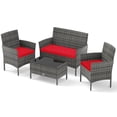 thumbnail image 1 of Costway 4 PCS Patio Furniture Set with Washable Cushions and Tempered Glass Coffee Table, 1 of 9