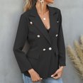 thumbnail image 5 of Pompotops Manteau Blazer Court pour Femme, Couleur Unie, Mode, Col à Revers, Boutons, Manches Longues, Liquidation, 5 of 5