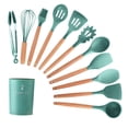 thumbnail image 1 of Kitchen Utensils Set 11Pcs Silicone Non-stick Barreled Cooking Utensils Set Silica Gel Utensil Wooden Handle, 1 of 8