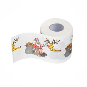 kurtrusly Christmas Theme Printed Toilet Paper Home Hotel Bathroom Roll Paper Tissue Holiday Decor, Santa, 10x10cm
