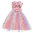thumbnail image 2 of VKOYWKM Robe Formelle Sans Manches à Paillettes pour Filles Robe à Paillettes Fermeture Éclair Dos Nœud Robe de Demoiselle d'Honneur Robes en Tulle Soirée Bal pour 2T-10T, 2 of 5